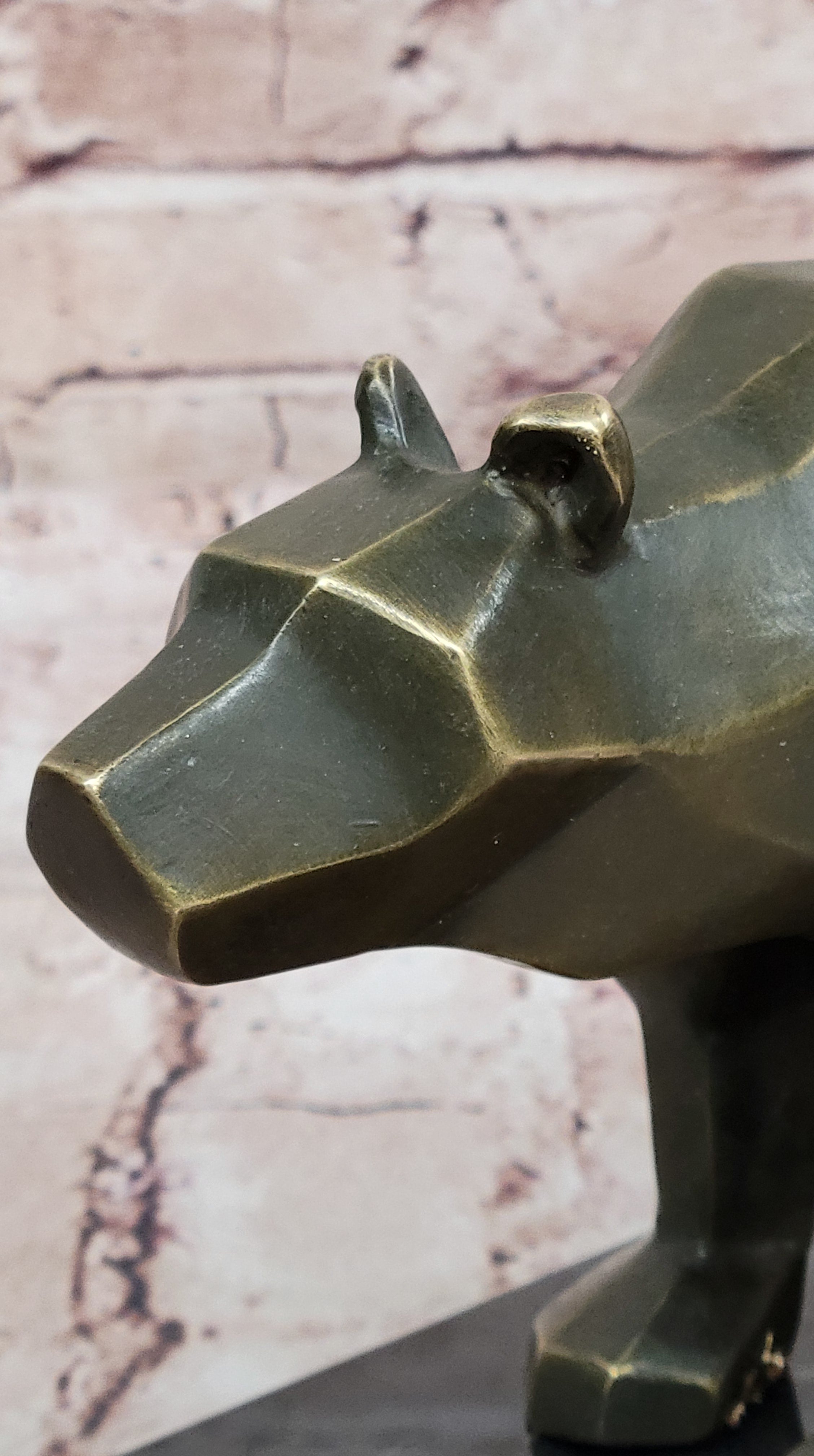 Bronze Bear Geometric Modern Wildlife Sculpture Numbered