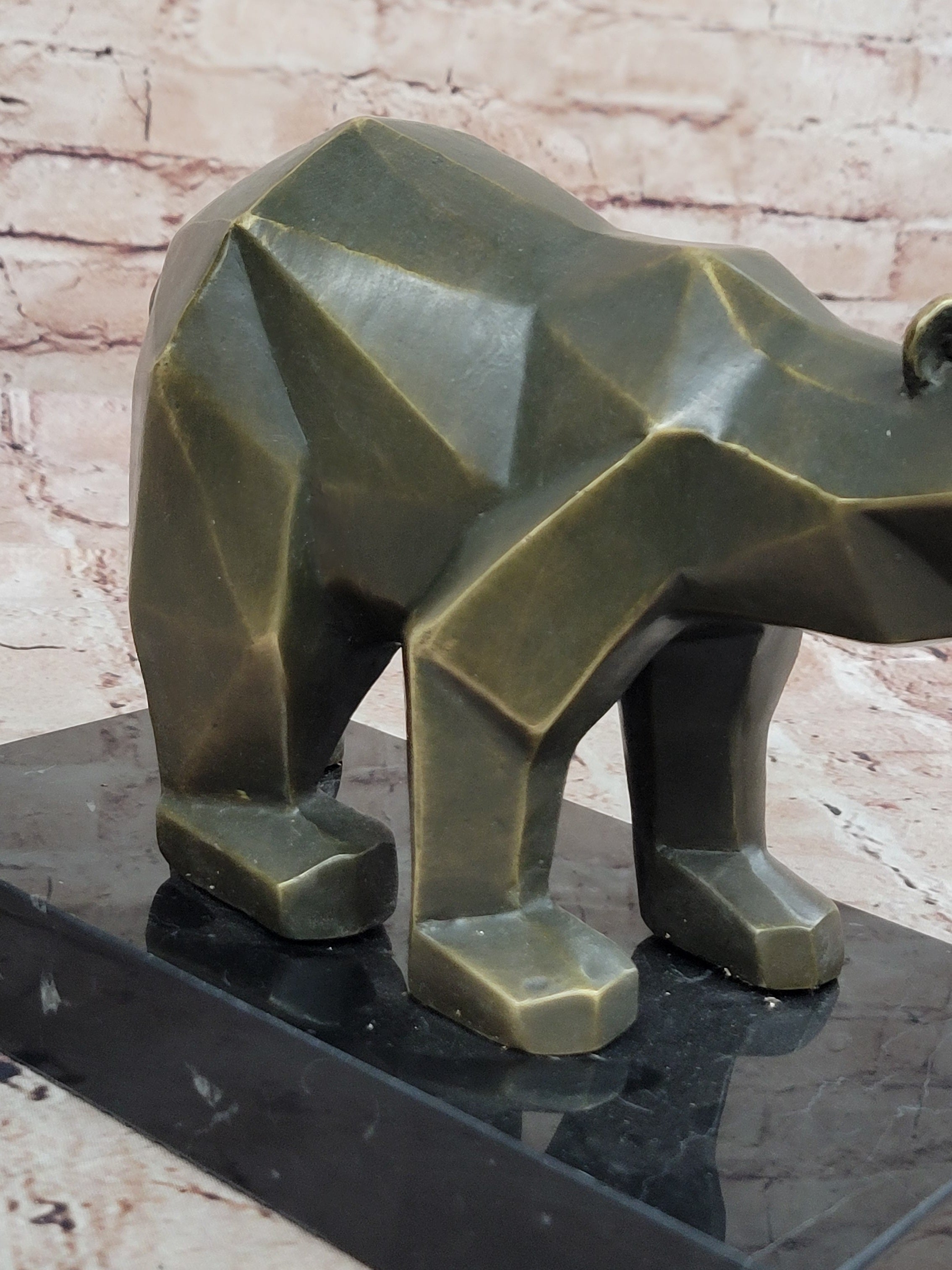 Bronze Bear Geometric Modern Wildlife Sculpture Numbered