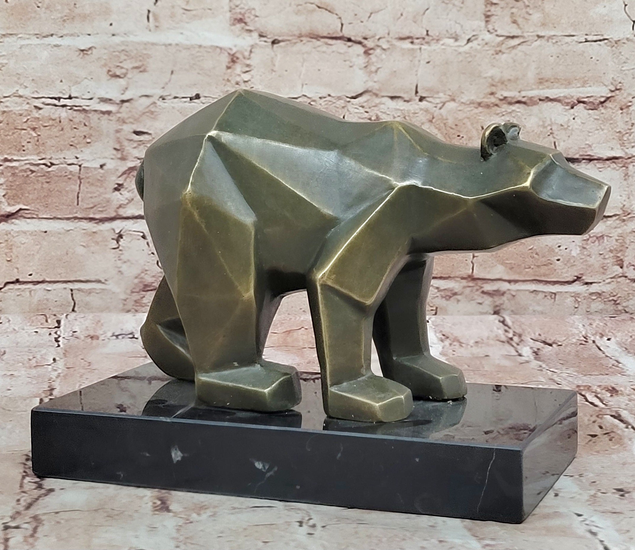 Bronze Bear Geometric Modern Wildlife Sculpture Numbered