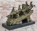 Eight Galloping Horses Bronze Sculpture Signed M. Lopez