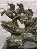 Eight Galloping Horses Bronze Sculpture Signed M. Lopez