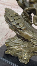 Eight Galloping Horses Bronze Sculpture Signed M. Lopez
