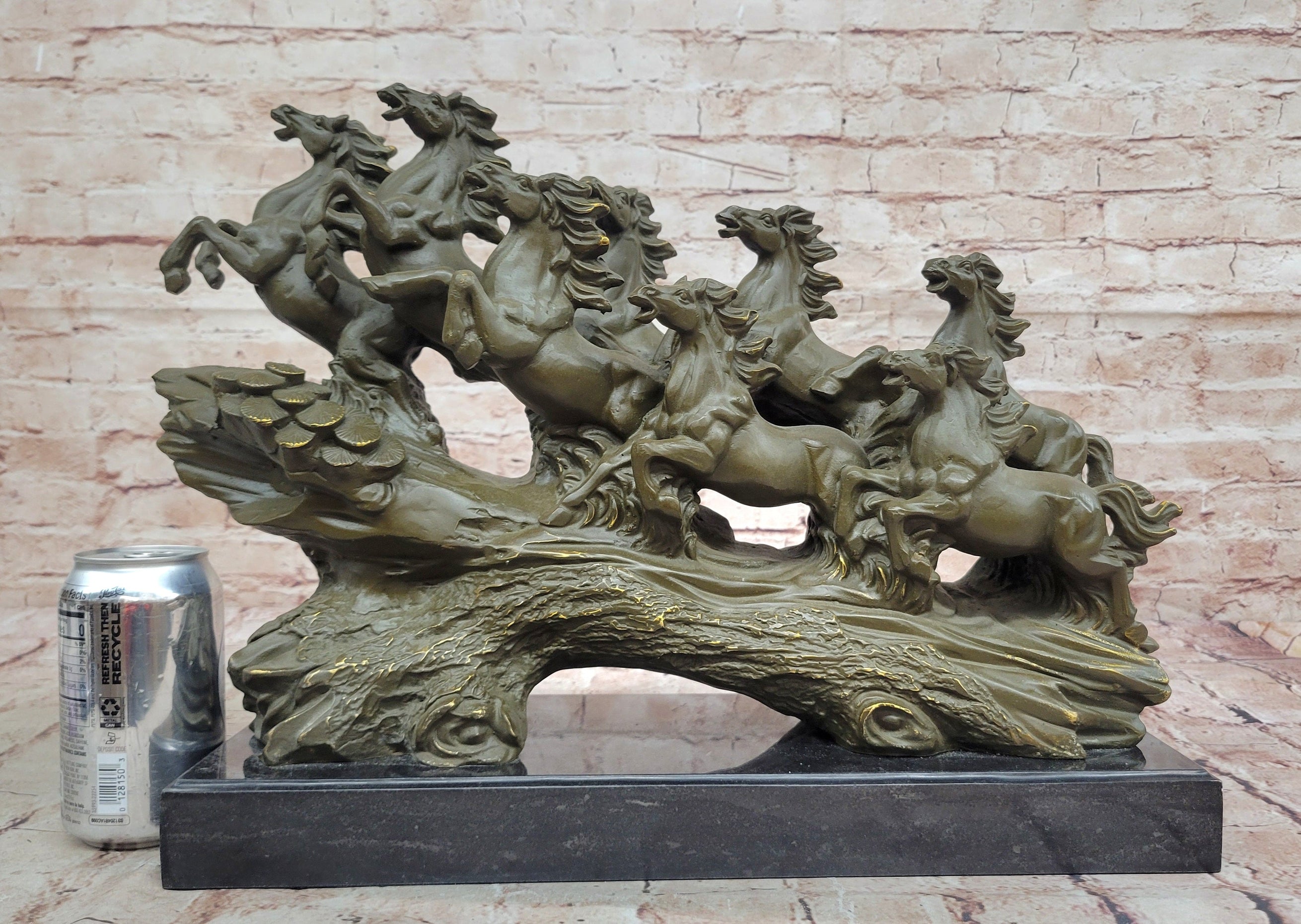 Eight Running Horses Bronze Sculpture by Milo