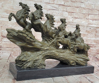 Eight Running Horses Bronze Sculpture by Milo