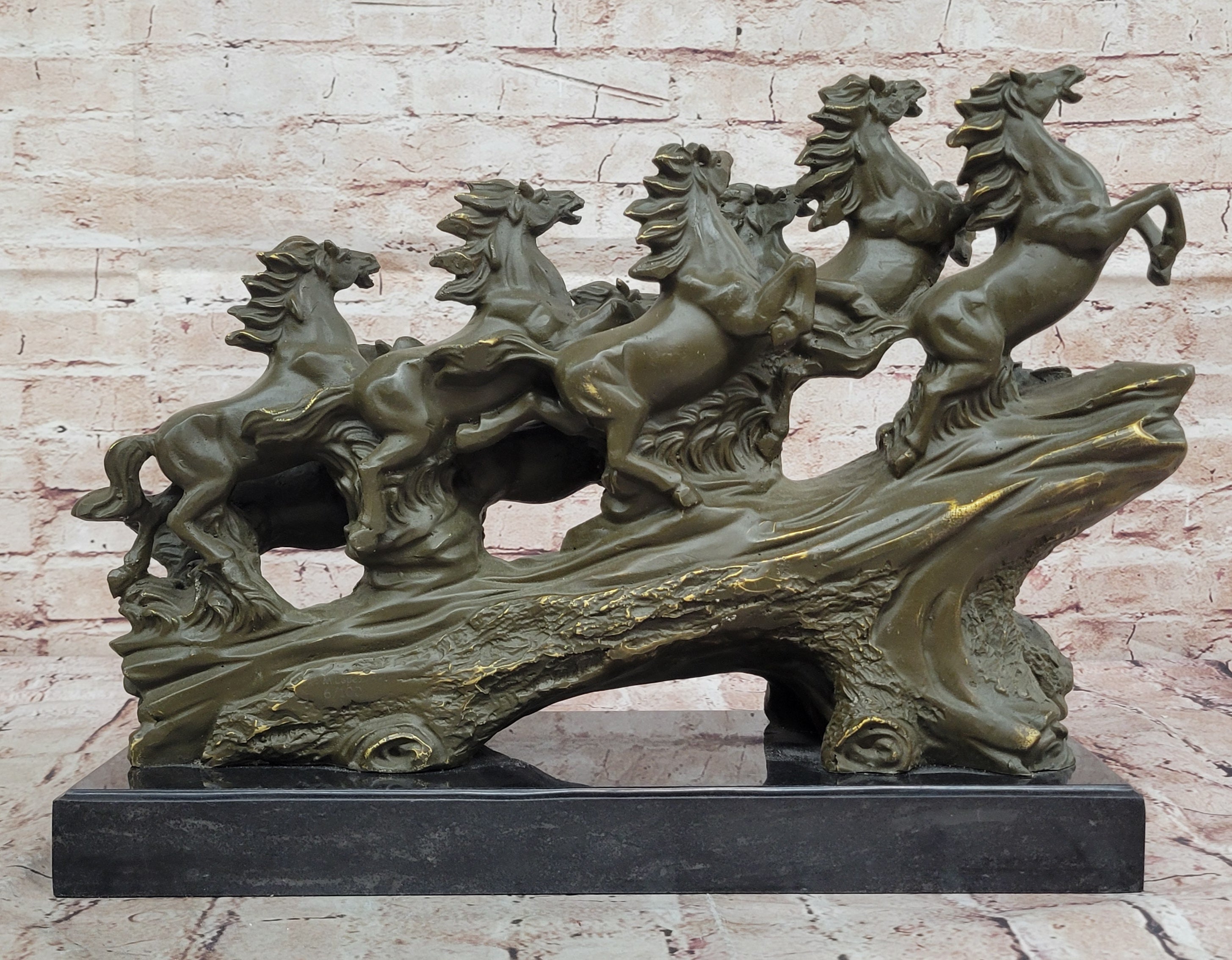 Eight Running Horses Bronze Sculpture by Milo