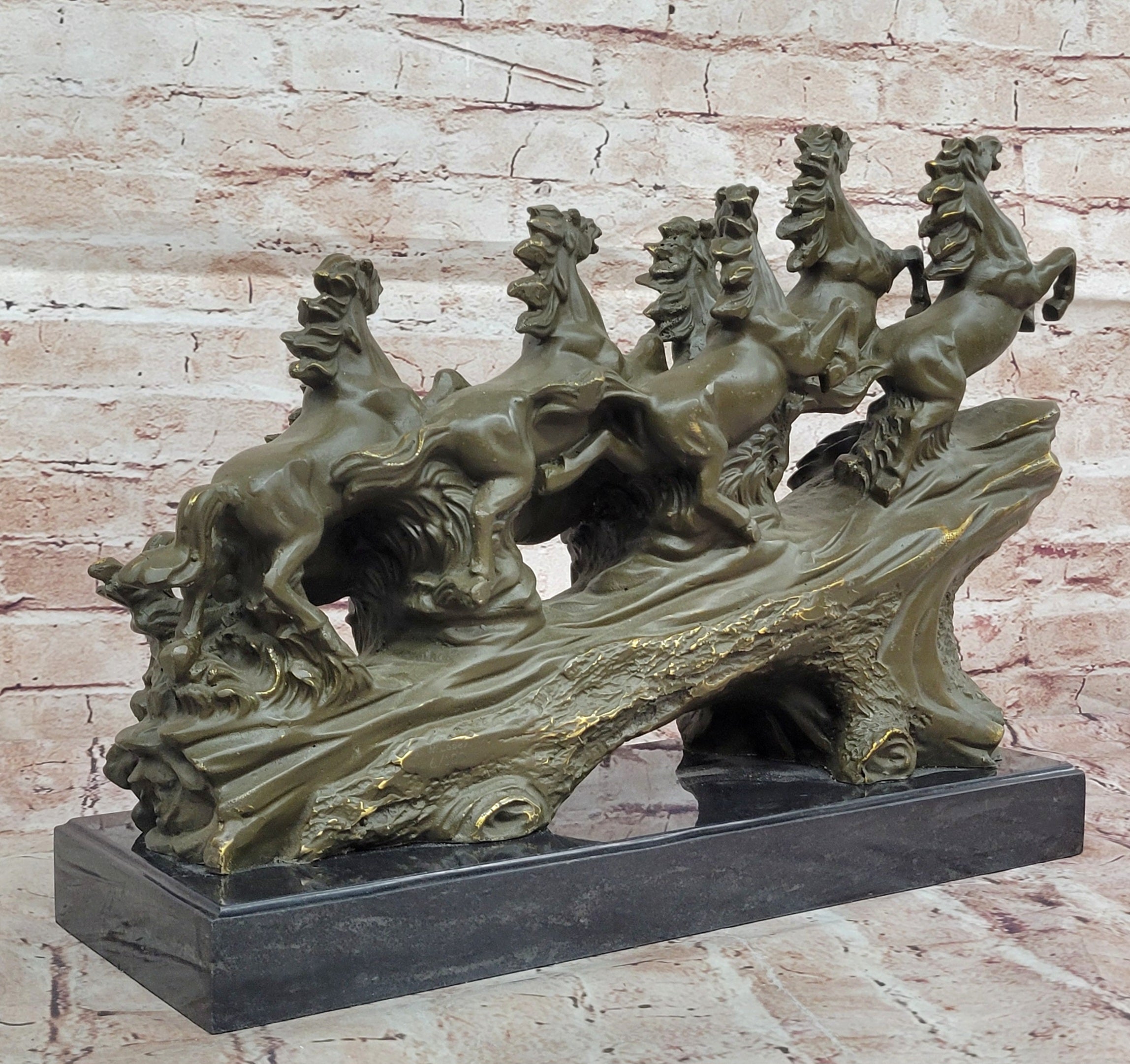 Eight Running Horses Bronze Sculpture by Milo