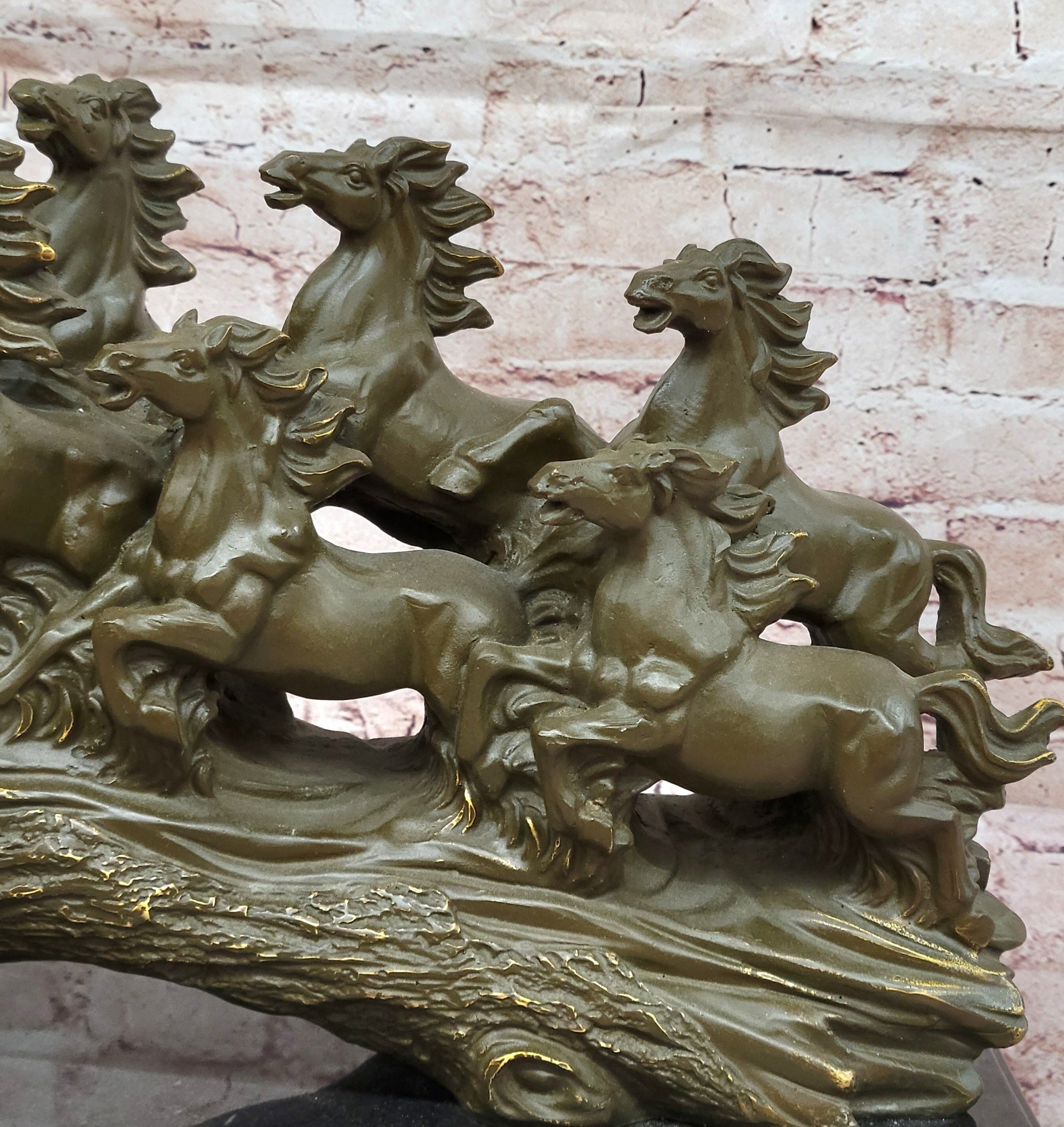 Eight Running Horses Bronze Sculpture by Milo