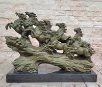 Eight Running Horses Bronze Sculpture by Milo