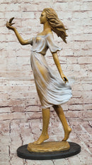 Bronze Woman with Bird - Flowing Dress