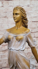 Bronze Woman with Bird - Flowing Dress