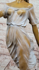 Bronze Woman with Bird - Flowing Dress