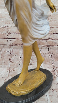 Bronze Woman with Bird - Flowing Dress
