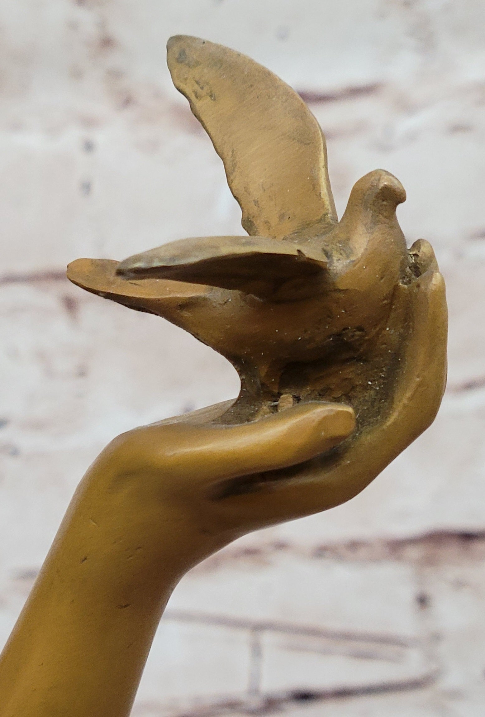 Bronze Woman with Bird - Flowing Dress