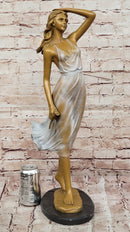 Bronze Woman Walking in Wind – Art Deco Style
