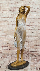 Bronze Woman Walking in Wind – Art Deco Style