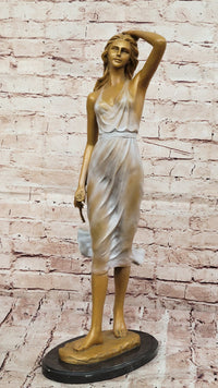 Bronze Woman Walking in Wind – Art Deco Style
