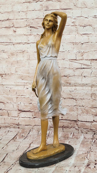 Bronze Woman Walking in Wind – Art Deco Style