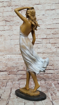 Bronze Woman Walking in Wind – Art Deco Style