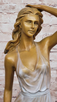 Bronze Woman Walking in Wind – Art Deco Style