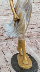 Bronze Woman Walking in Wind – Art Deco Style