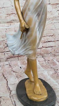 Bronze Woman Walking in Wind – Art Deco Style
