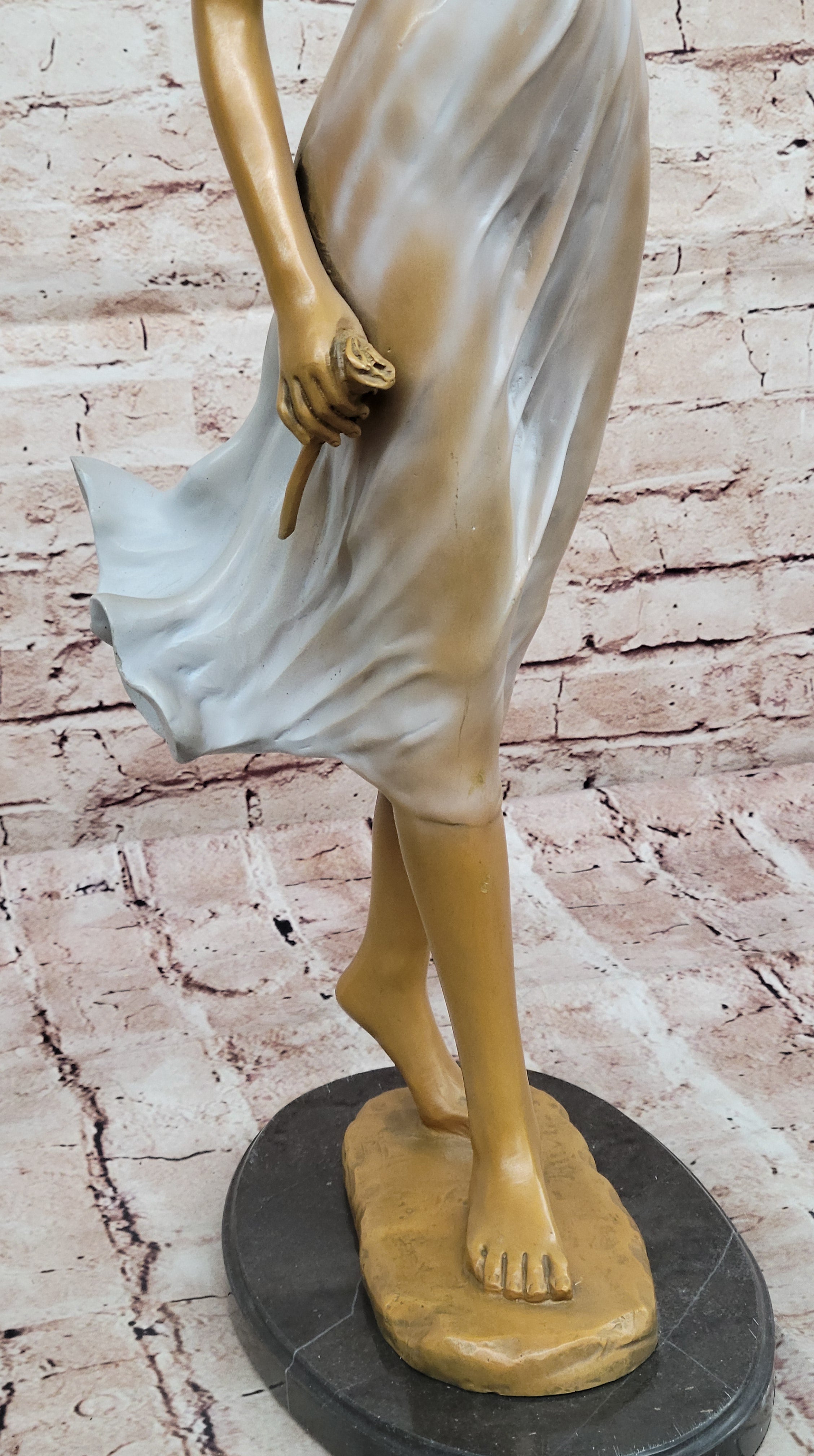 Bronze Woman Walking in Wind – Art Deco Style