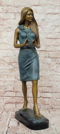 Genuine Bronze Sculpture Elegant Teacher Fashion Model Signed Original Artwork