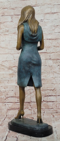 Genuine Bronze Sculpture Elegant Teacher Fashion Model Signed Original Artwork