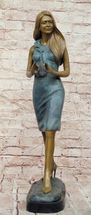 Genuine Bronze Sculpture Elegant Teacher Fashion Model Signed Original Artwork