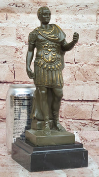 Bronze Roman Emperor Sculpture on Marble Base by Aldo Vitaleh
