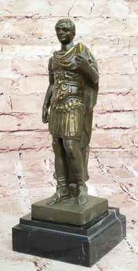 Bronze Roman Emperor Sculpture on Marble Base by Aldo Vitaleh