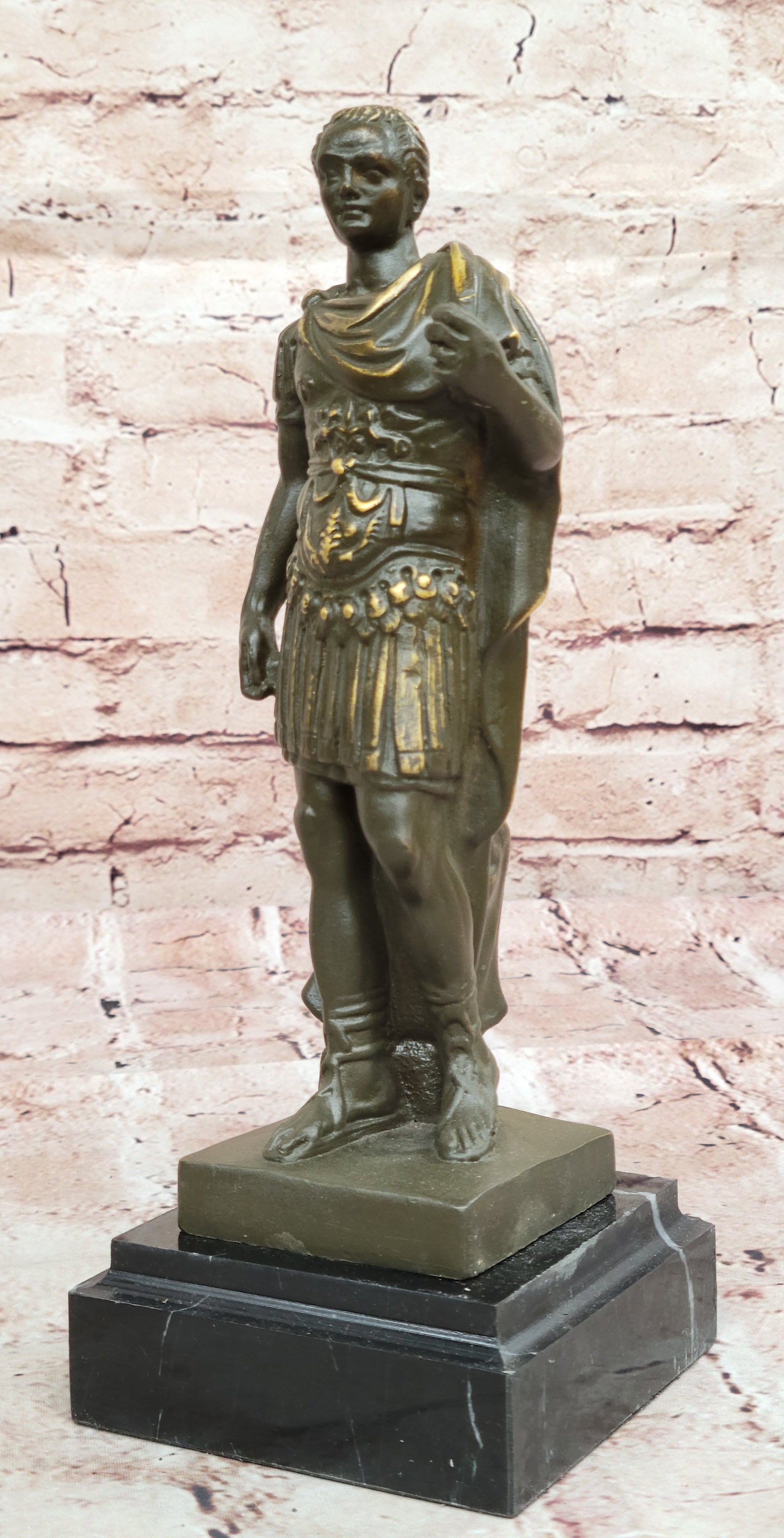 Bronze Roman Emperor Sculpture on Marble Base by Aldo Vitaleh