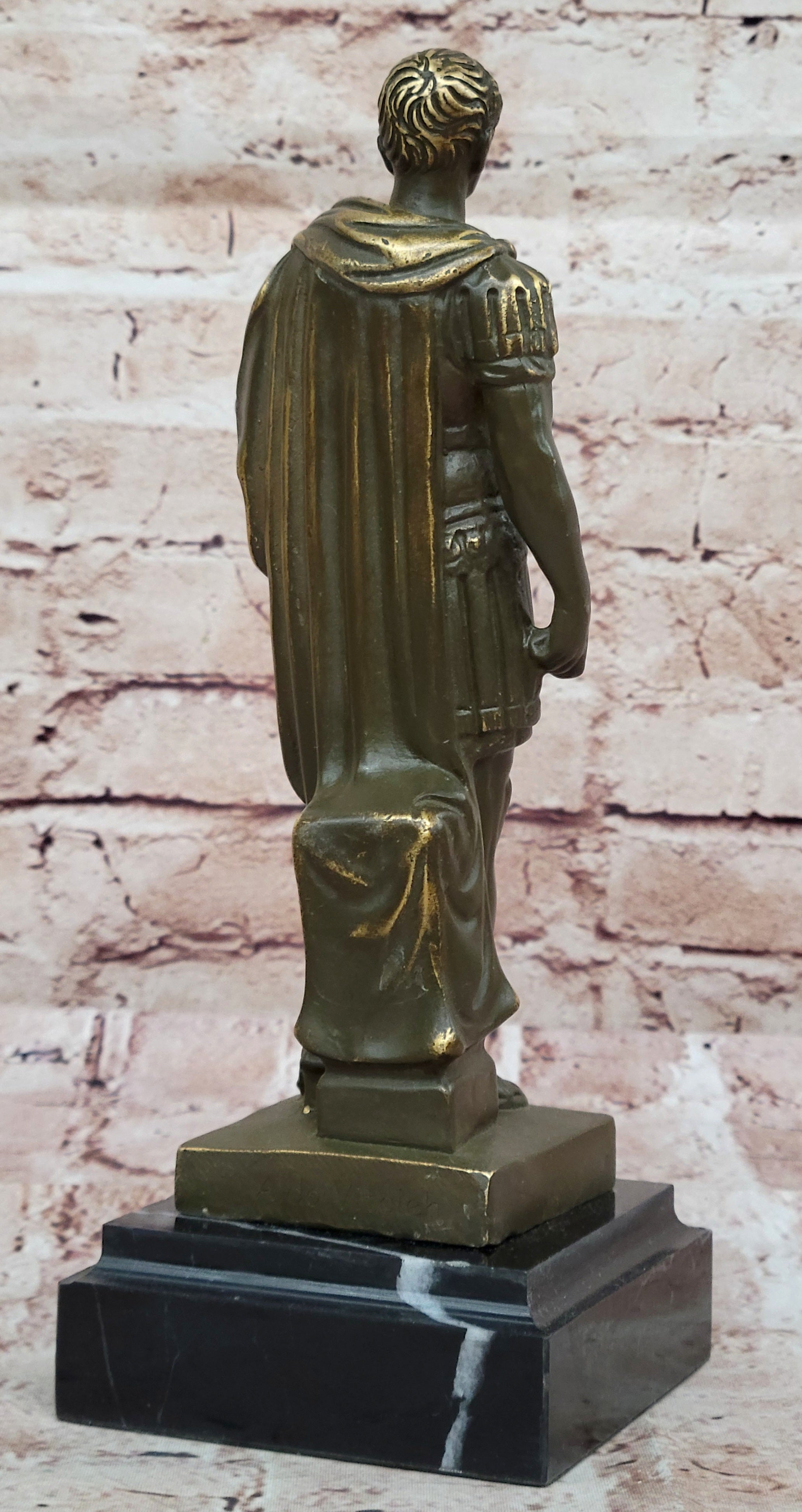 Bronze Roman Emperor Sculpture on Marble Base by Aldo Vitaleh