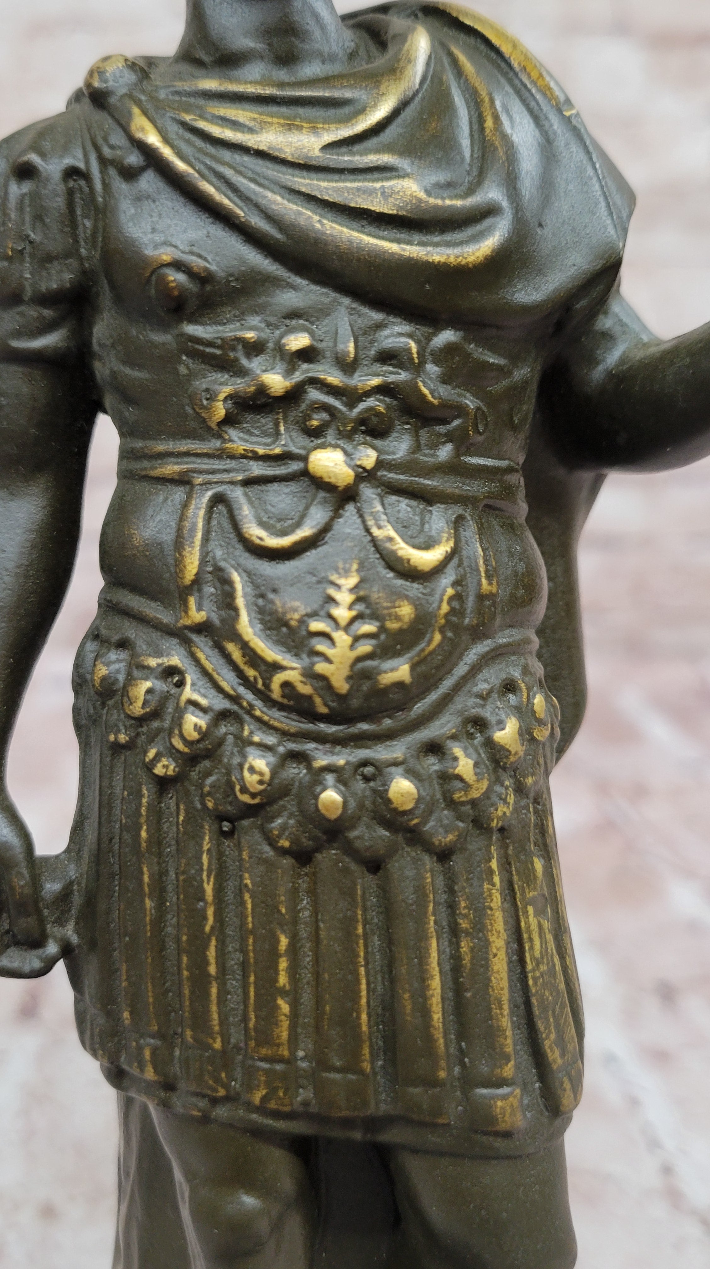 Bronze Roman Emperor Sculpture on Marble Base by Aldo Vitaleh