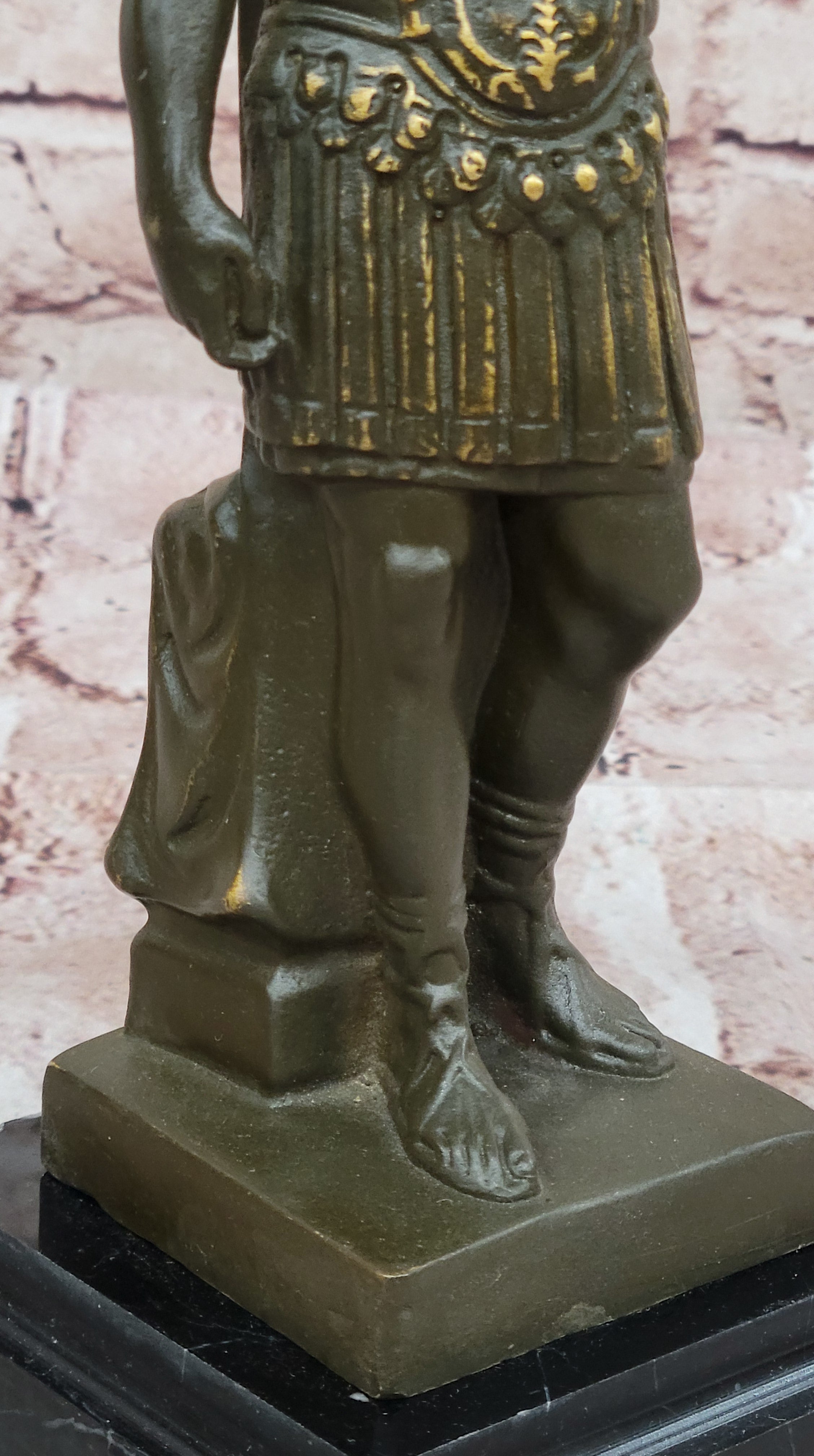 Bronze Roman Emperor Sculpture on Marble Base by Aldo Vitaleh