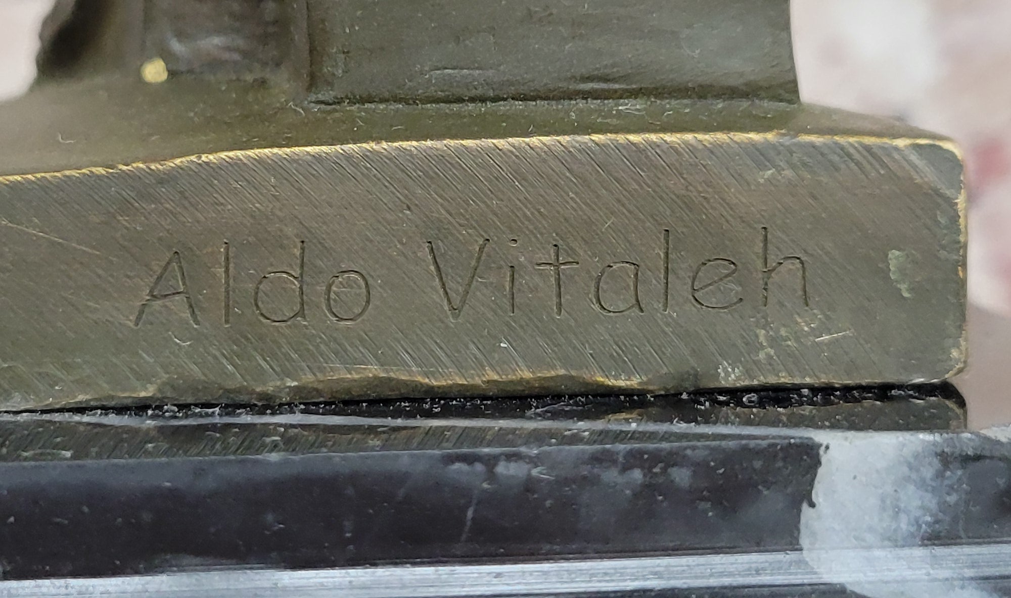 Bronze Roman Emperor Sculpture on Marble Base by Aldo Vitaleh