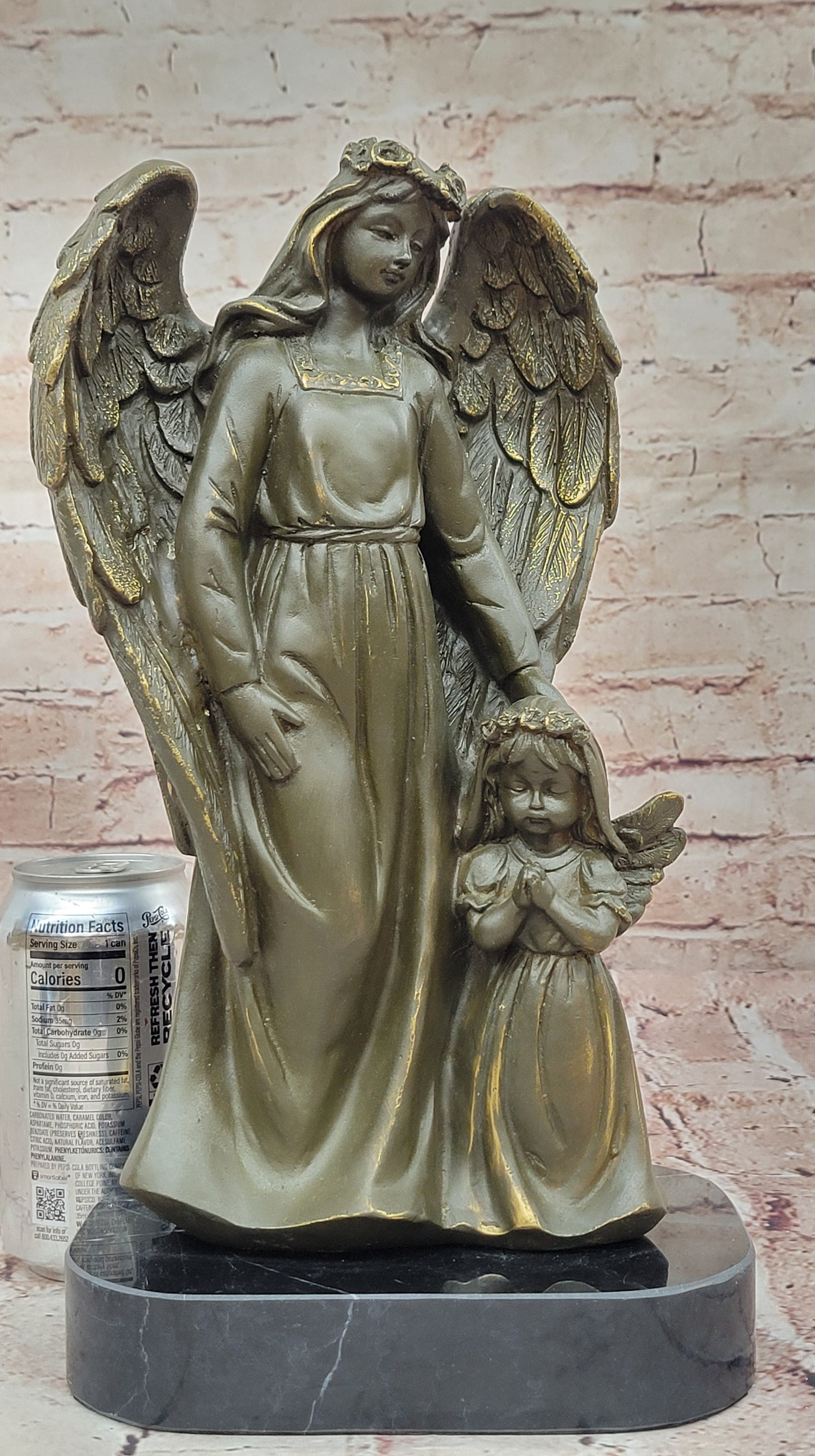 Bronze Angel with Child Spiritual Memorial Sculpture