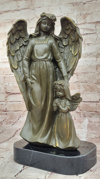 Bronze Angel with Child Spiritual Memorial Sculpture