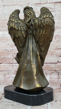 Bronze Angel with Child Spiritual Memorial Sculpture