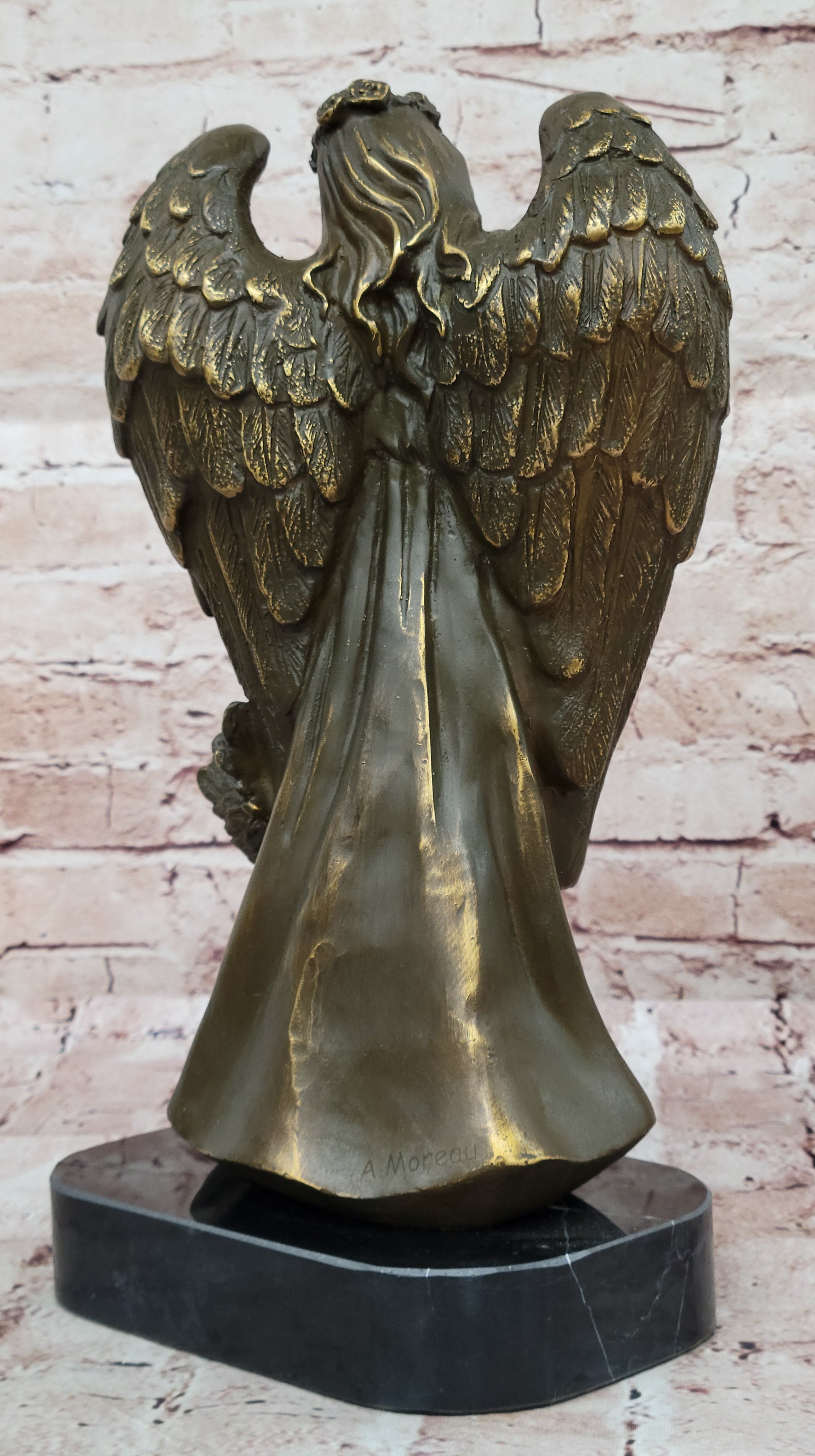Bronze Angel with Child Spiritual Memorial Sculpture