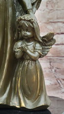 Bronze Angel with Child Spiritual Memorial Sculpture