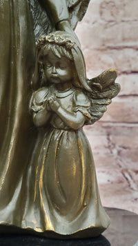 Bronze Angel with Child Spiritual Memorial Sculpture