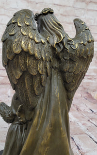 Bronze Angel with Child Spiritual Memorial Sculpture