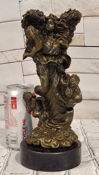 Bronze Angel and Cherubs Figurine Romantic Signed A. Moreau Mythical Artwork Art