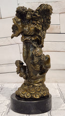 Bronze Angel and Cherubs Figurine Romantic Signed A. Moreau Mythical Artwork Art
