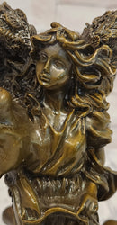 Bronze Angel and Cherubs Figurine Romantic Signed A. Moreau Mythical Artwork Art