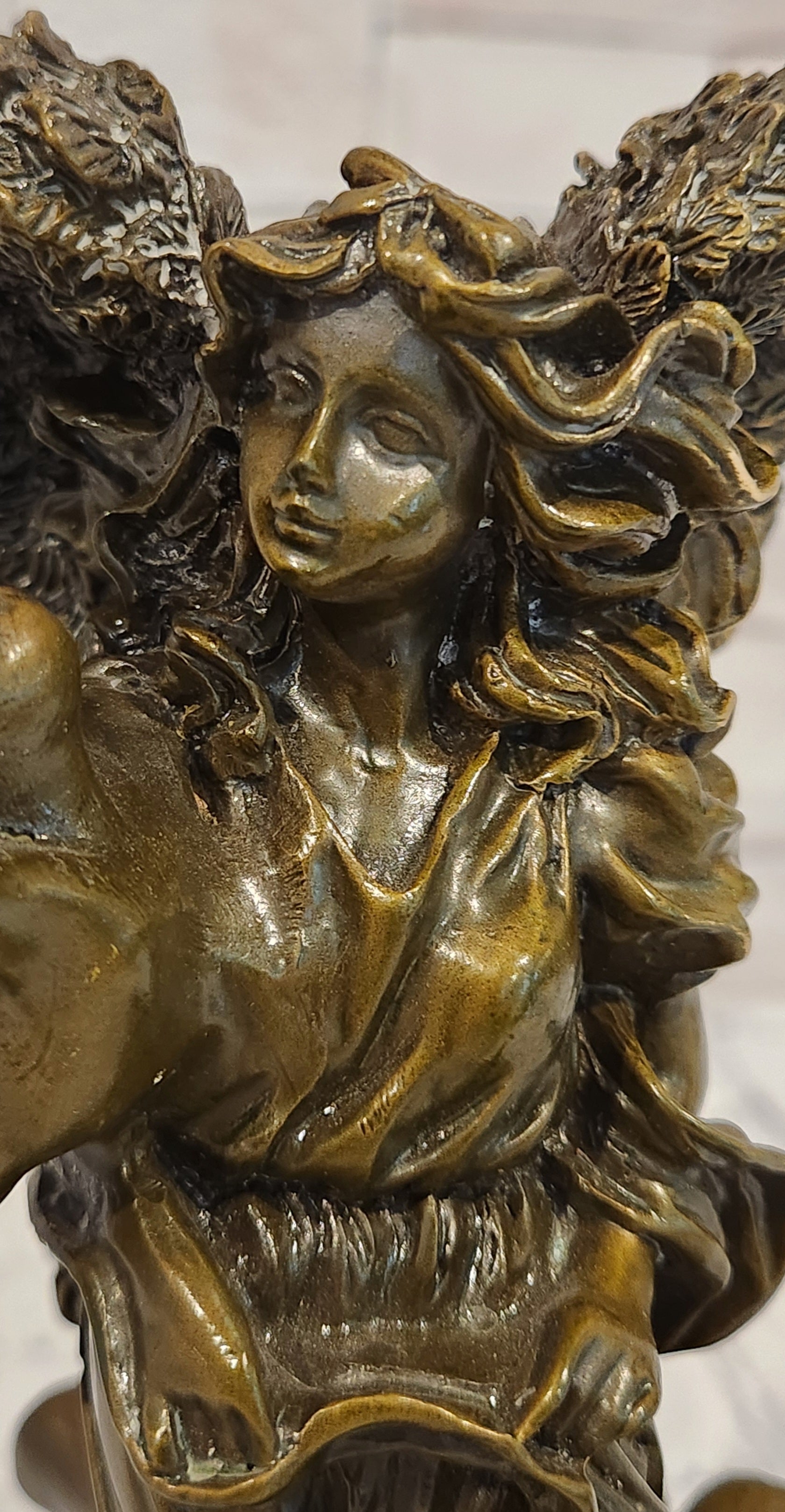 Bronze Angel and Cherubs Figurine Romantic Signed A. Moreau Mythical Artwork Art