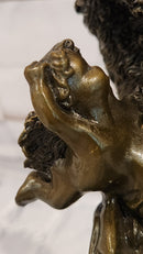 Bronze Angel and Cherubs Figurine Romantic Signed A. Moreau Mythical Artwork Art