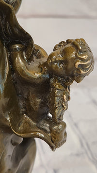 Bronze Angel and Cherubs Figurine Romantic Signed A. Moreau Mythical Artwork Art