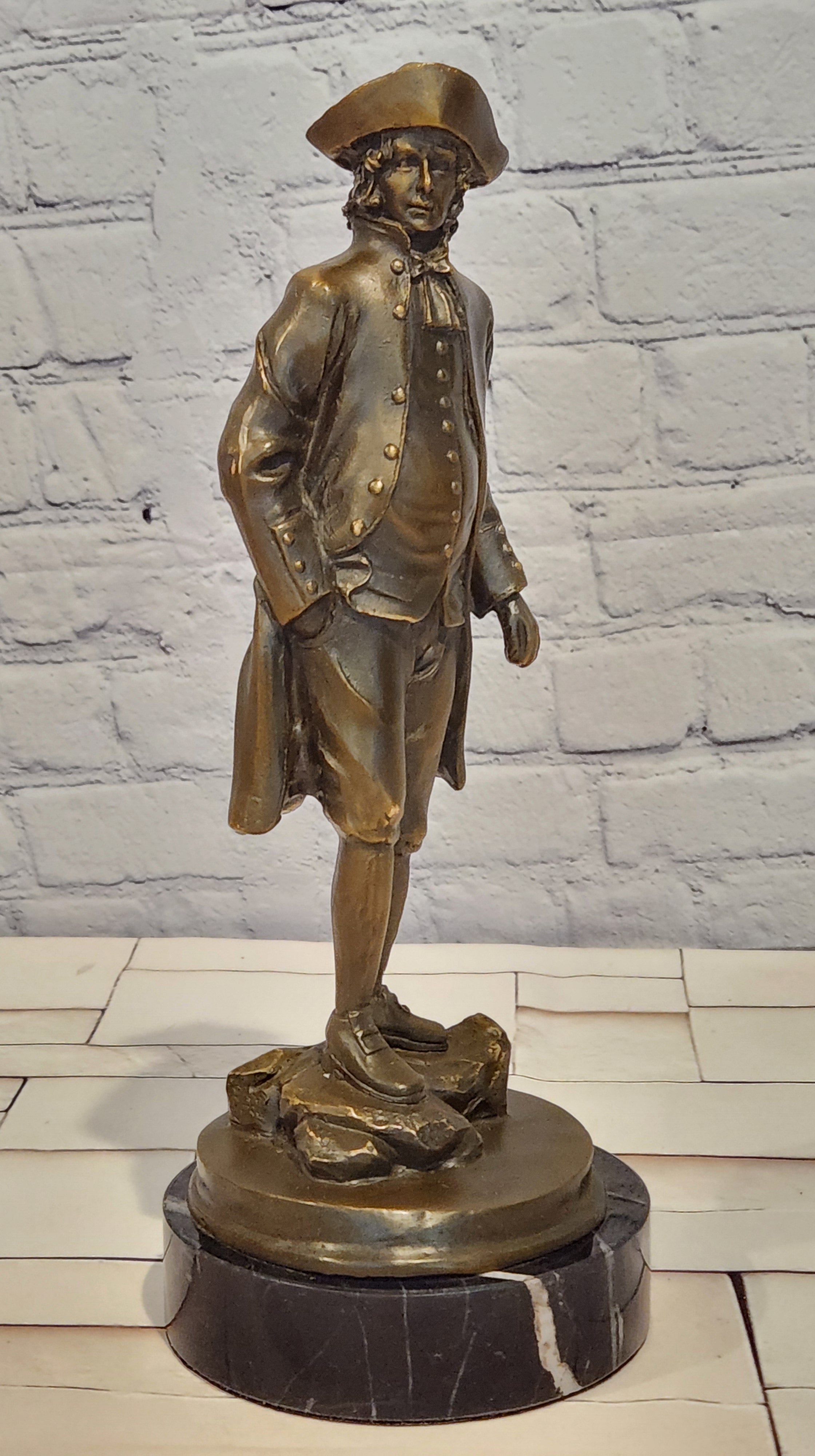 Napoleon Statue, French Leader Bronze Sculpture Famous Figure Handmade Signed Lopez